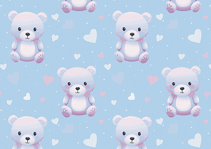 Little Bear, Blue Cotton - Made to Measure Curtains - Image 8